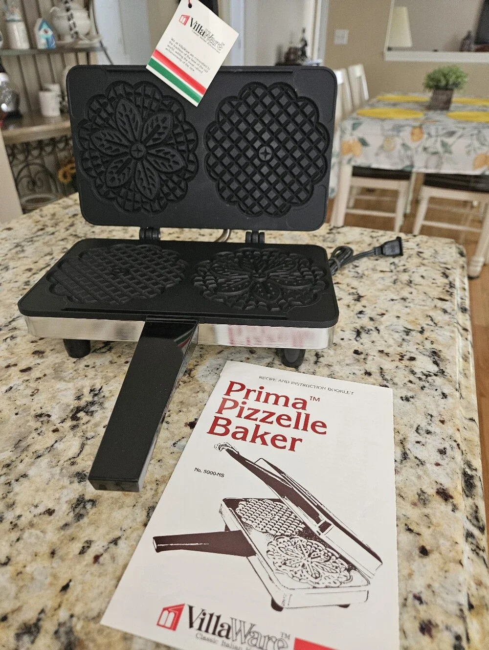 Villaware Prima Pizzelle Baker Italian Maker 5000 NS Electric Waffle Ins.Bk/Tags